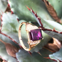 Regal Grape Garnet and Diamond Yellow Gold Ring