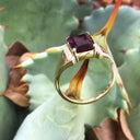 Regal Grape Garnet and Diamond Yellow Gold Ring