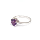Regal Six Claw Round Cut Amethyst White Gold Ring