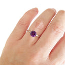 Regal Six Claw Round Cut Amethyst White Gold Ring
