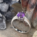 Regal Six Claw Round Cut Amethyst White Gold Ring