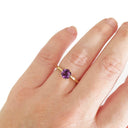 Regal Six Claw Round Cut Amethyst Yellow Gold Ring