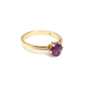 Regal Six Claw Round Cut Amethyst Yellow Gold Ring