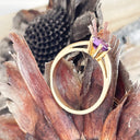 Regal Six Claw Round Cut Amethyst Yellow Gold Ring