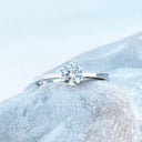 Regal Six Claw Round Cut Diamond White Gold Ring