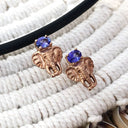 Relief Elephant Tanzanite Rose Gold Studs