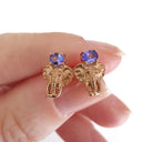 Relief Elephant Tanzanite Rose Gold Studs