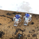 Relief Elephant Tanzanite White Gold Studs