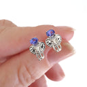 Relief Elephant Tanzanite White Gold Studs