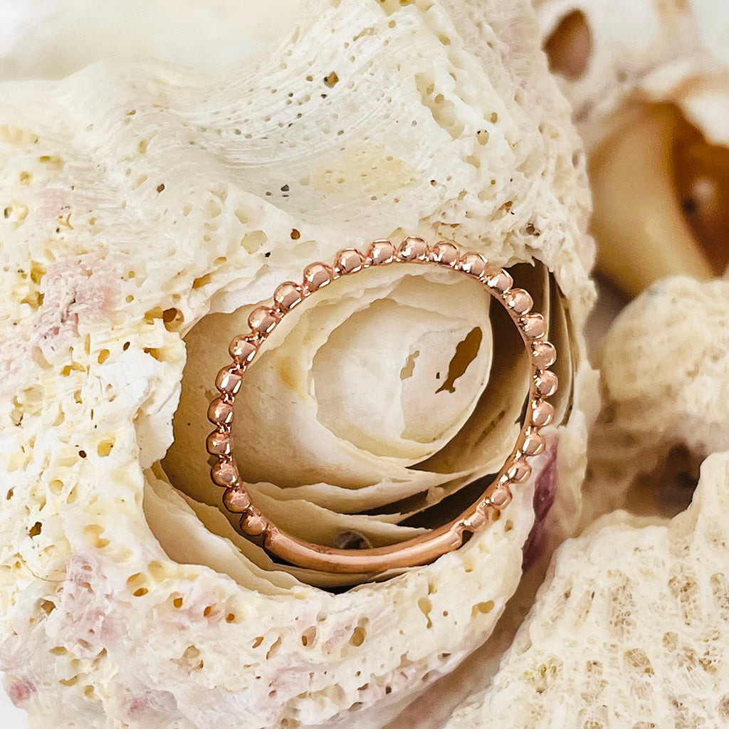 Rose gold beaded ring sale