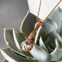 Rose Gold Bezel Set Morganite Pendant with Droplet Diamond Bale Highlight