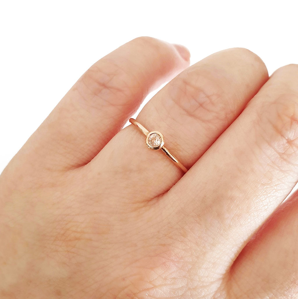 Rose Gold Bezel Set Morganite Stacking Ring