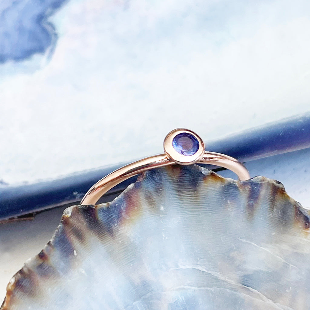 Rose Gold Bezel Set Tanzanite Stacking Ring