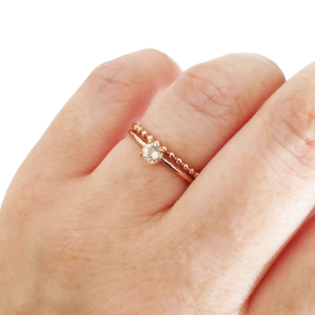 Rose Gold Beaded Stacking Ring