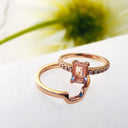 Rose Gold Emerald Cut Morganite and Diamond Wedding Set