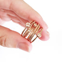 Open Rose Gold Double Bezel Morganite Stacking Ring