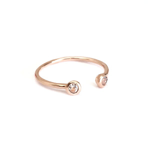 Rose Gold Open Double Bezel 2.5mm Morganite Stacking Ring