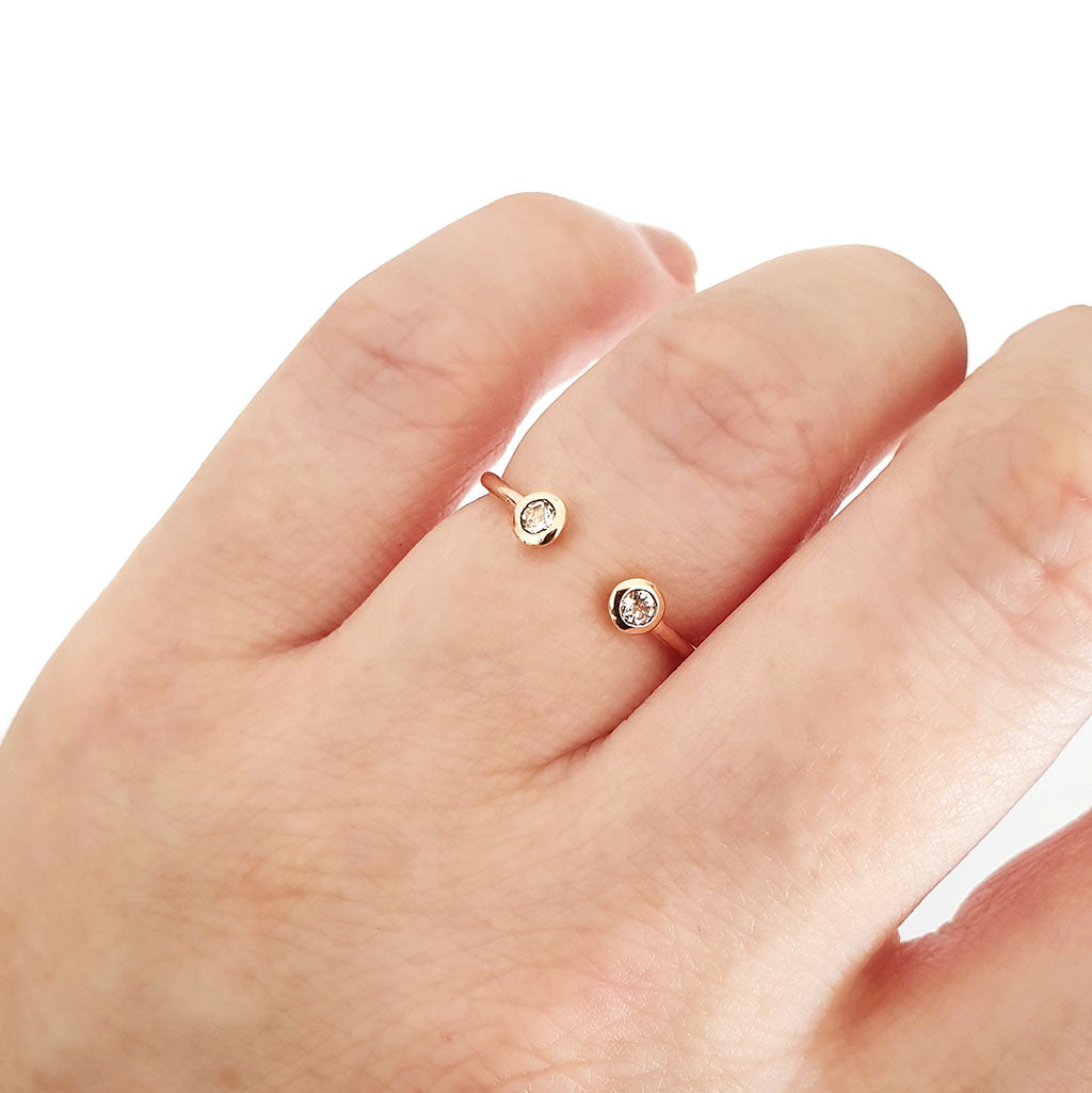 Rose Gold Open Double Bezel 2.5mm Morganite Stacking Ring