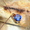 Rose Gold Open V Round Cut Tanzanite Pendant