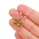   Rose Gold Oval Bezel Set Peridot and Diamond Drop Earrings