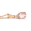 Rose Gold Oval Morganite Pendant with Trilogy Diamond Highlight