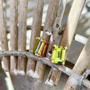 Rose Gold Peridot Octagonal Cut Stud Earrings