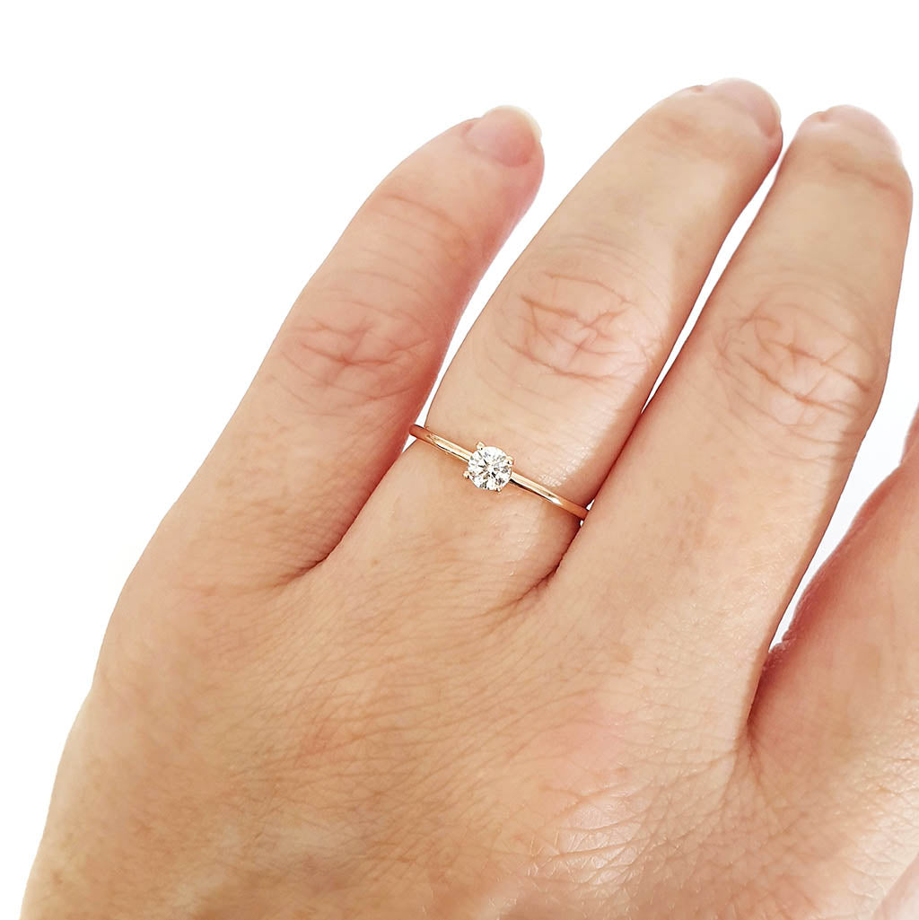 Rose Gold Raised Four Claw Diamond Stacking Ring