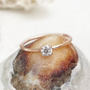 Rose Gold Raised Four Claw Diamond Stacking Ring