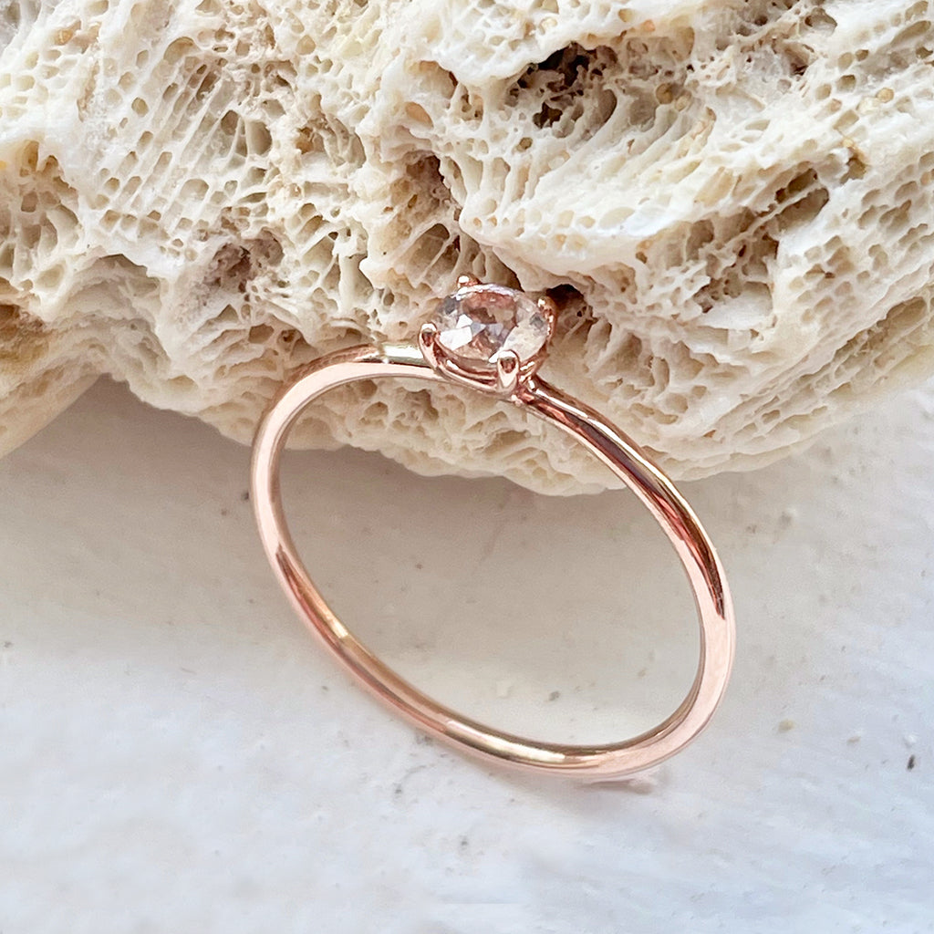 Rose Gold Raised Four Claw Morganite Stacking Ring