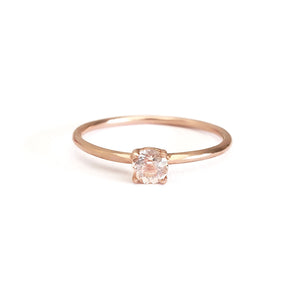 Rose Gold Raised Four Claw Morganite Stacking Ring