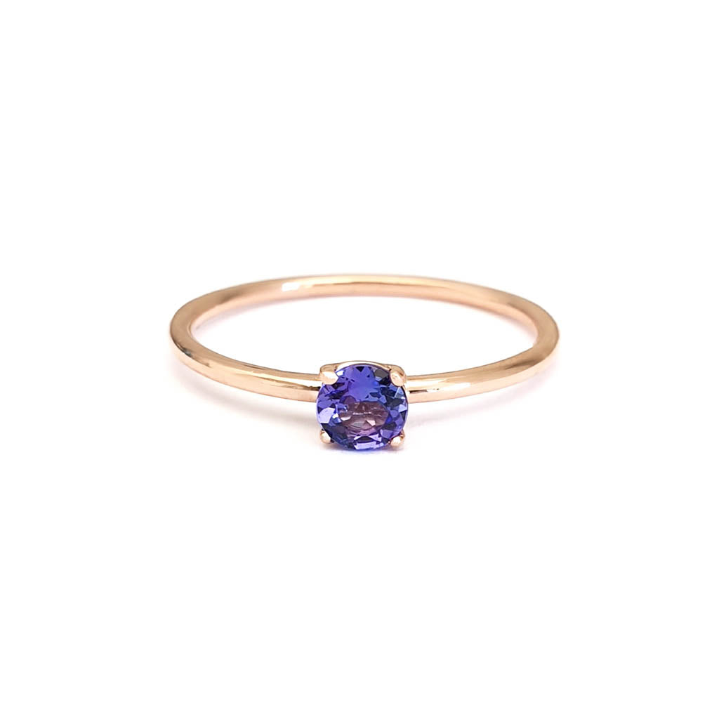 Rose Gold Raised Four Claw Tanzanite Stacking Ring