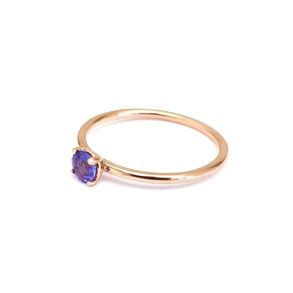 Rose Gold Raised Four Claw Tanzanite Stacking Ring