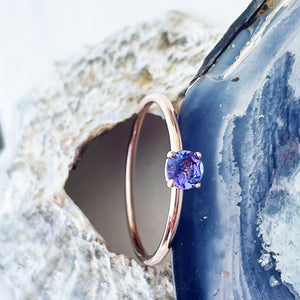 Rose Gold Raised Four Claw Tanzanite Stacking Ring