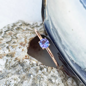 Rose Gold Raised Four Claw Tanzanite Stacking Ring