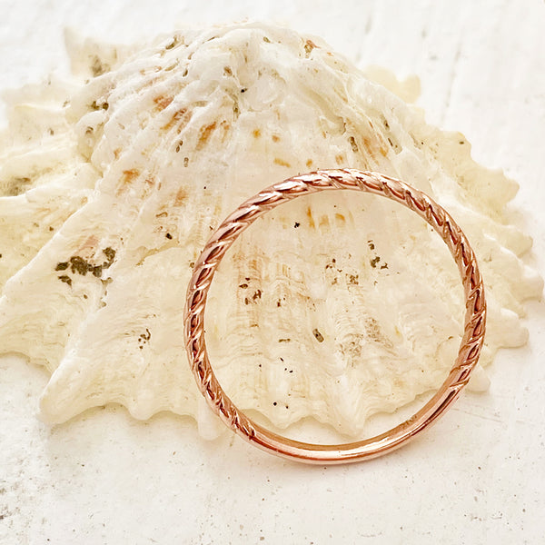 Rose Gold Rope Stacking Ring - Afrogem Jewellers
