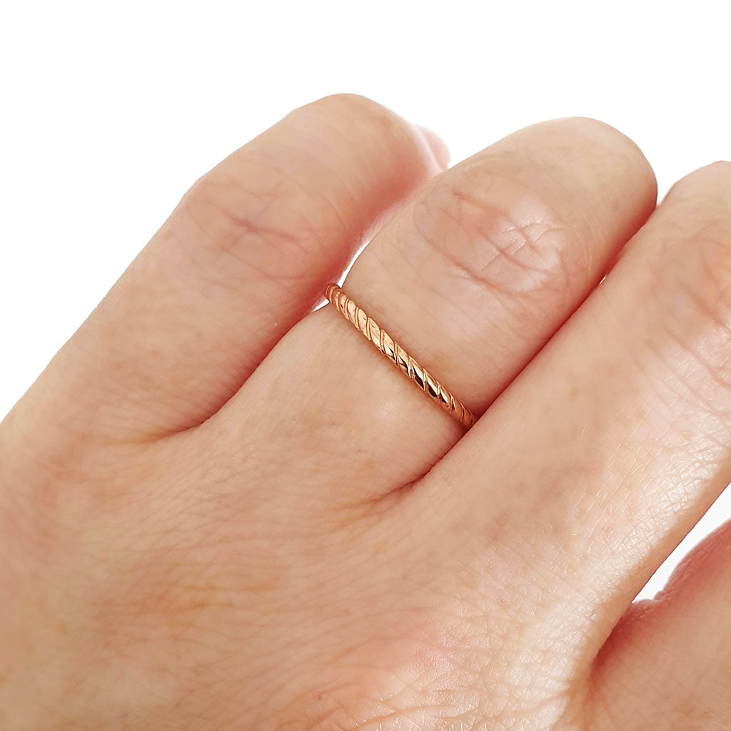 Rose Gold Rope Stacking Ring