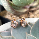 Rose Gold Round Cut Morganite Gold Droplet Studs