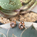 Rose Gold Round Cut Morganite Gold Droplet Studs