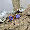 Rose Gold Square Cut Tanzanite Studs