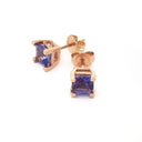 Rose Gold Square Cut Tanzanite Studs