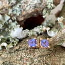 Rose Gold Square Cut Tanzanite Studs