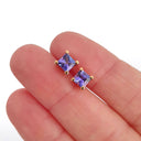  Rose Gold Square Cut Tanzanite Studs