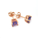  Rose Gold Square Cut Tanzanite Studs