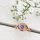 Rose Gold Tanzanite and Diamond Infinity Twist Wedding Set