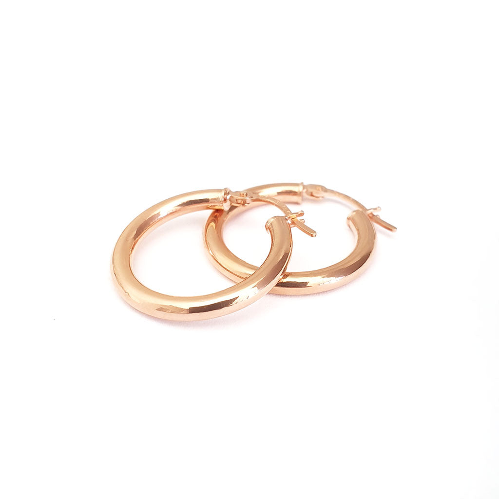 Rose Gold Tube 15mm Hoops