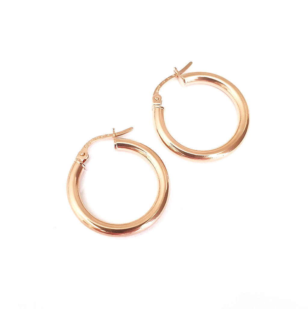 Rose Gold Tube 15mm Hoops