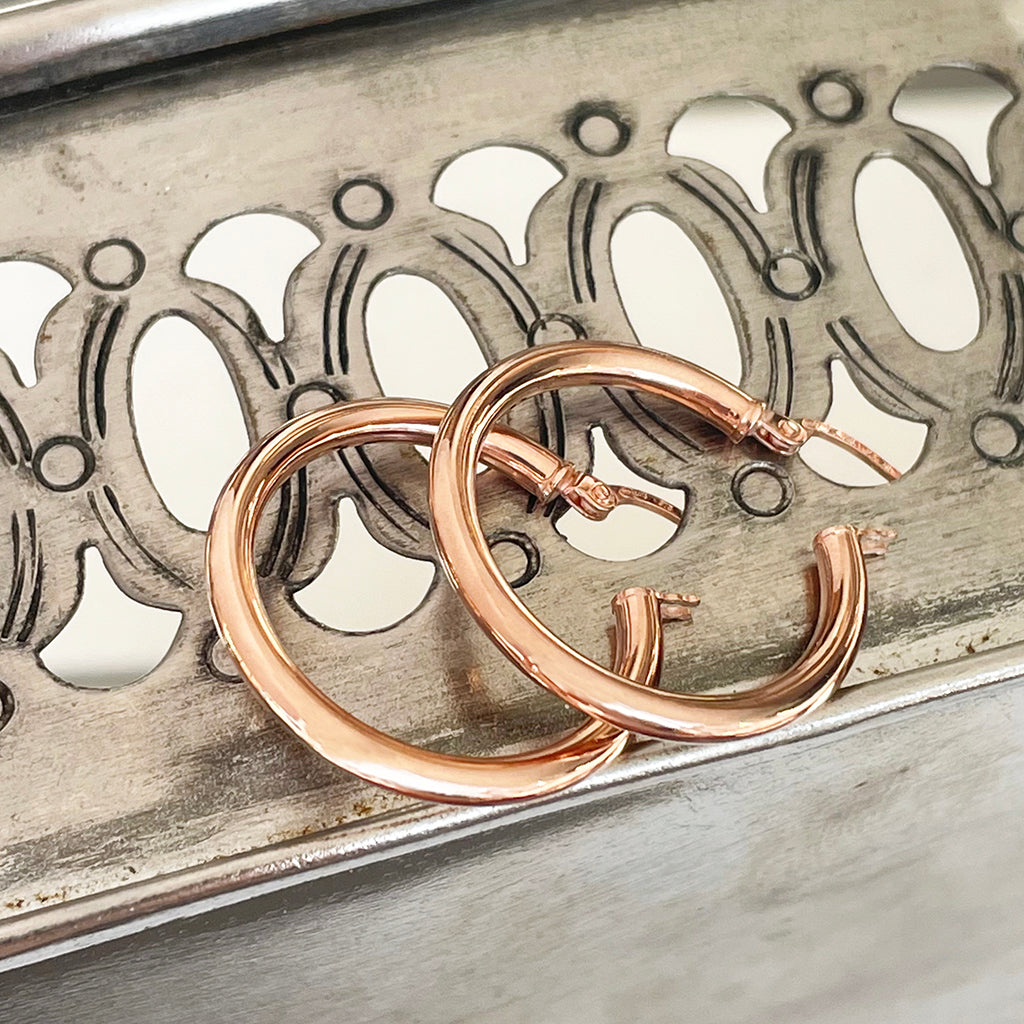 Rose Gold Tube 24mm Hoops