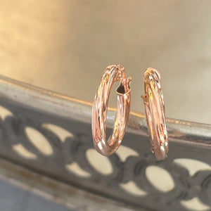 Rose Gold Twisted 14mm Hoop Earrings