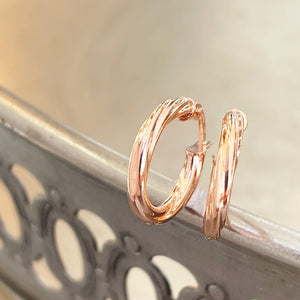 Rose Gold Twisted 14mm Hoop Earrings