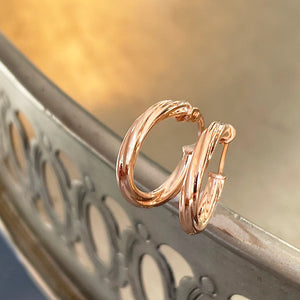 Rose Gold Twisted 14mm Hoop Earrings